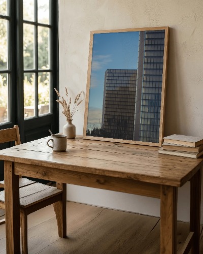 Tableau mural photo sur toile grand format de deux immeuble graphique à Paris la Défensse