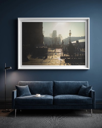 Toile tableau grand format 20x30 du quartier Paris hôtel de ville à l'heure dorée